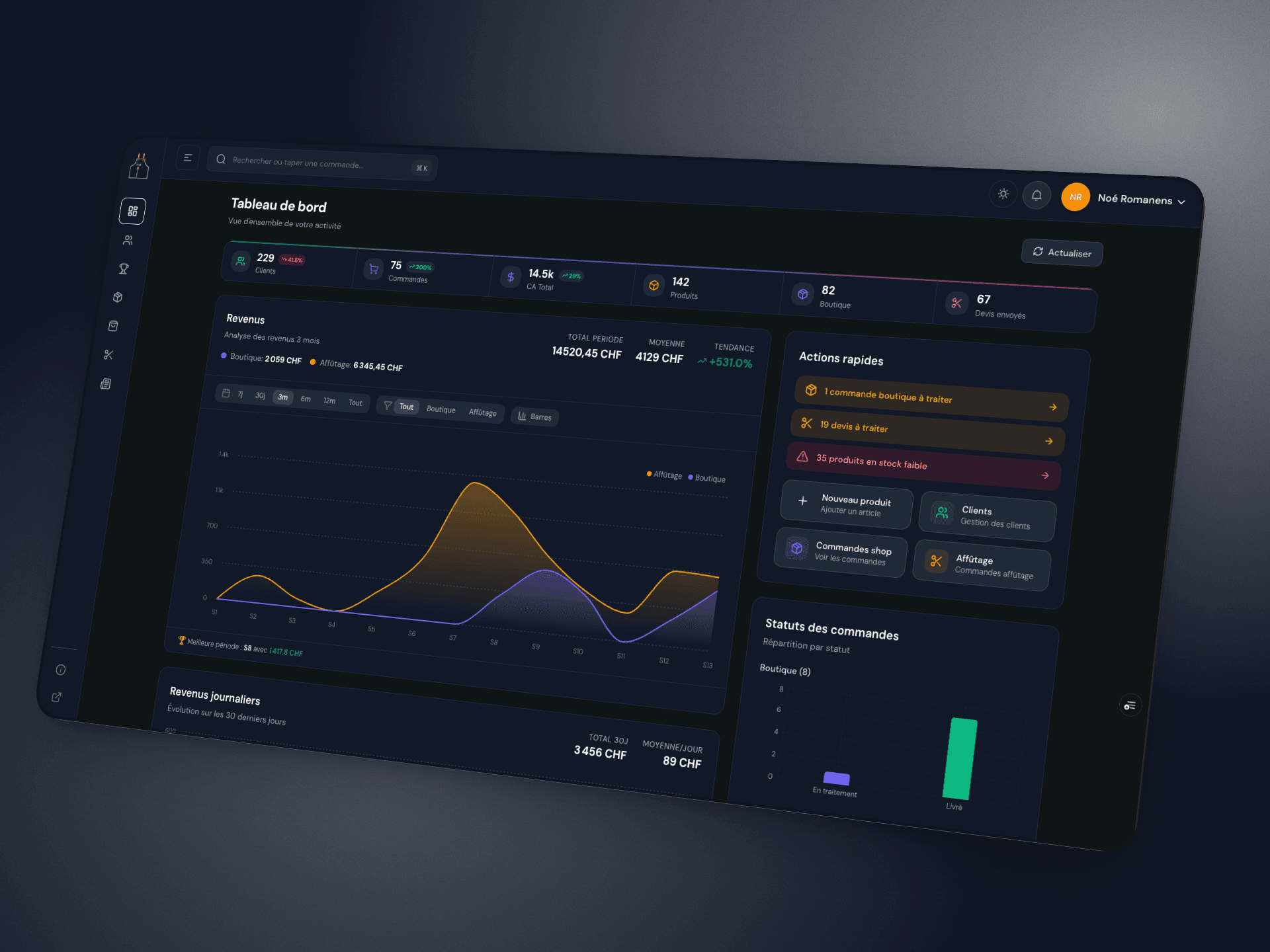 Panneau d'administration sur mesure